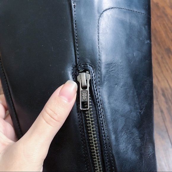 Frye Melissa Tall Riding Boots, black leather, knee high, low heel, size 9.5 - Picture 13 of 16